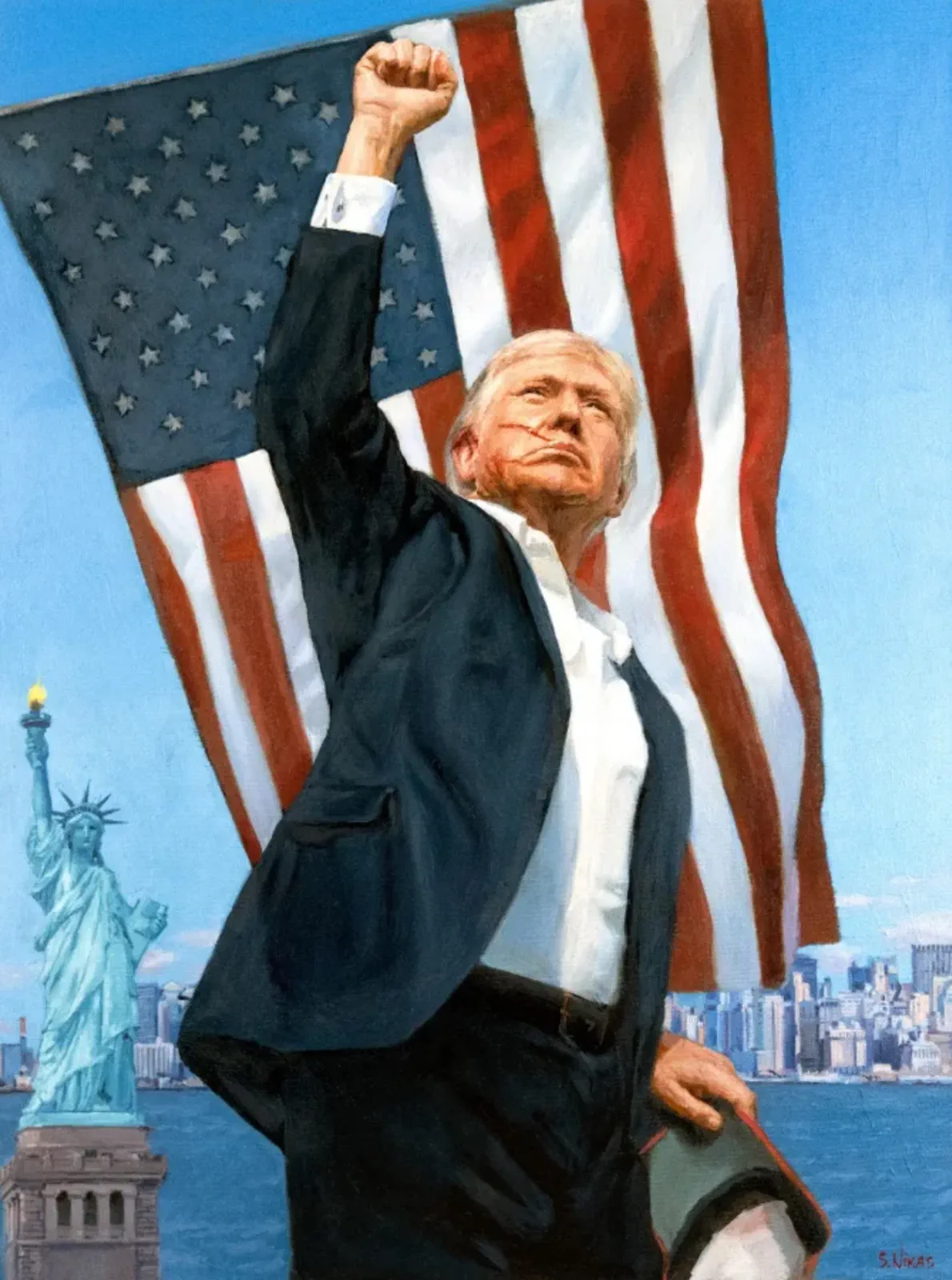 Портрет Дональда Трампа, написанный Никасом Сафроновым